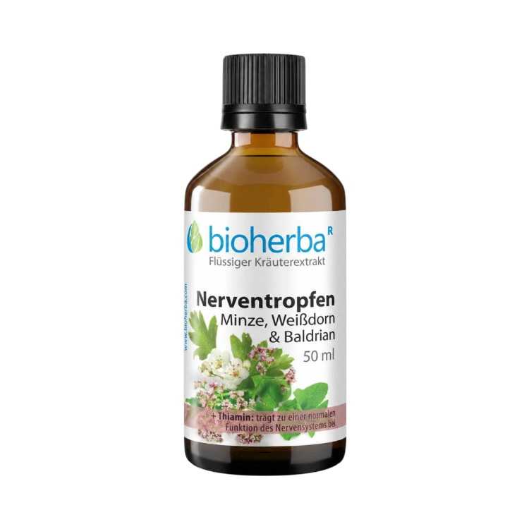 Kép Bioherba idegnyugtató cseppek mentával, galagonyával és macskagyökérrel – tinktúra – 50 ml
