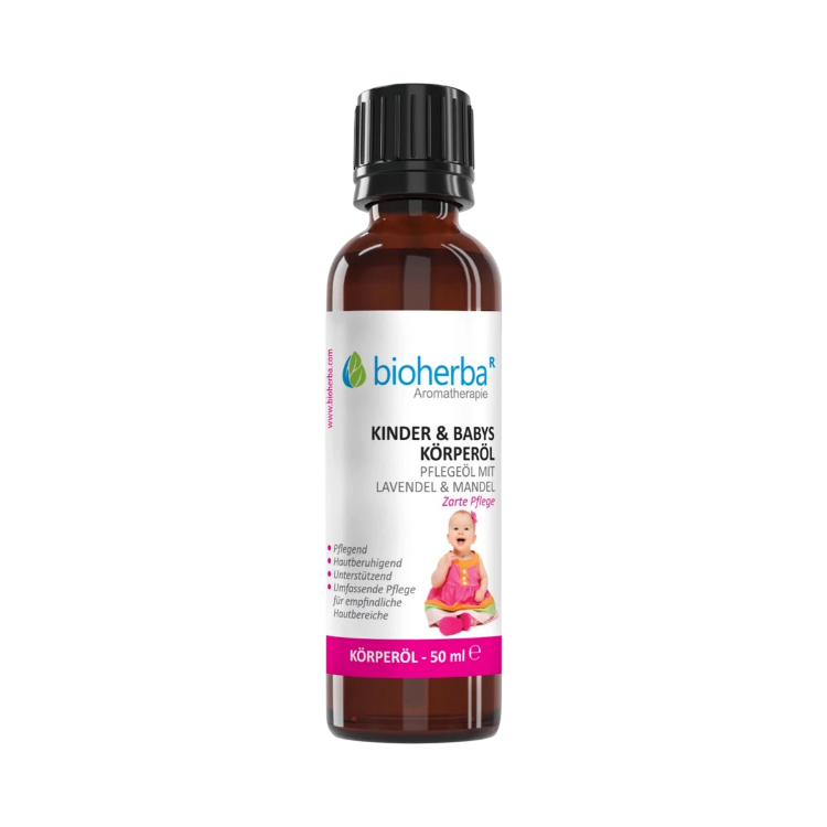 Kép Bioherba testápoló olaj babáknak és gyermekeknek levendulával és mandulaolajjal – 50 ml